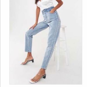 Forever21 Pearl embellished ankle jeans